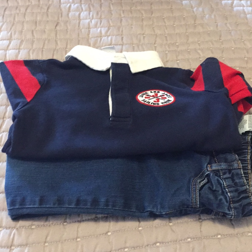 Janie & Jack Shirt: 18-24 Months and Jacadi Jeans
